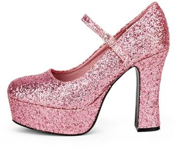 Maskworld Plateau Schuhe für Damen - rosa-pink mit Glitter - Schuhgröße: 39
