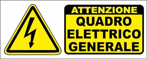 M-ITALY CARTELLO SEGNALETICO UNI - Quadro Elettrico Generale - Adesivo Extra Resistente, Pannello in Forex, Pannello In Alluminio (60x25, Alluminio)