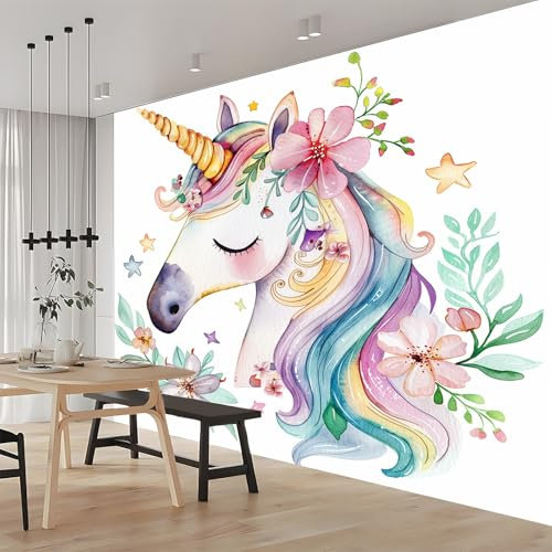 Fototapete Tier Bemaltes Einhorn 200x140 cm Tapete Fototapeten Vlies Tapeten Vliestapete Wandtapete Moderne Wand Schlafzimmer Wohnzimmer Wand tapete