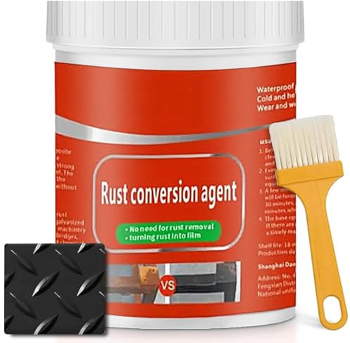 300/1000 G Rust Remover for Metal, Rust Gel Rust Converter, Anti Rust Paint with Brush, Eliminates Oxides from Aluminum, Cast Iron, and Steel (Milky (Black),300 G)