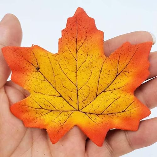 WANYI 100 Stück 10*10cm Herbstblätter Deko Künstliche Herbstblätter zum Basteln Autumn Decor Herbst Deko Outdoor Herbst Dekoration Aesthetic in Gemischten Farben fur Weihnachten Halloween Karten(06)
