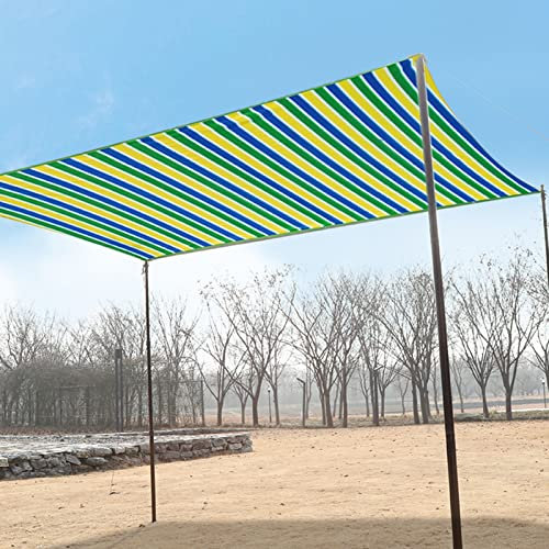 Tenda parasole rettangolare, 4 x 5 m, blocco UV, per giardino, cortile, patio, resistente, design a strisce, vela ombreggiante per esterni, colore blu, per aggiungere stile al tuo ambiente esterno