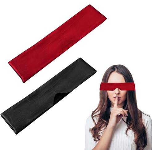 Thoquene 2 Stück Satin Augenbinde, Weiche Verstellbar Blindfold