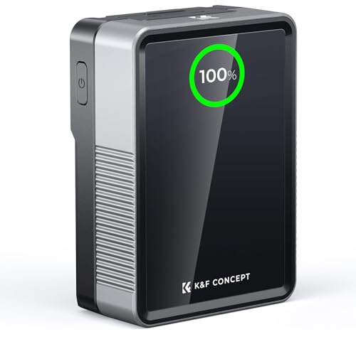 K&F CONCEPT V Mount Battery 50Wh 3400mAh, Mini V Lock Battery with PD 65W Fast Charging, DC/D-Tap/USB-C/USB-A/TFT Display for Camera Camcorder Video Light Monitor
