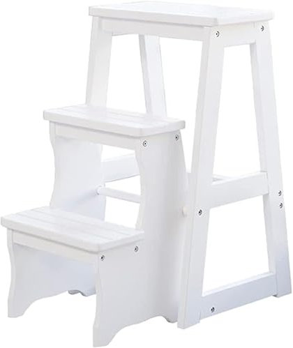 Escabeau de ménage en bois massif à double usage épais pour petit escalier multifonction 3 marches (couleur 3)