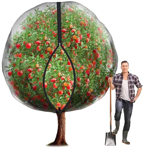 Großes Obstbaumnetz mit Reißverschluss und Kordelzug, atmungsaktives Netzgewebe, für Garten, Vogelschutz, Pflanzenabdeckung, Insektenschutznetz zum Schutz von Früchten, Pflanzen vor Eichhörnchen