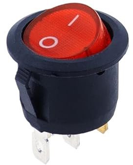 1 interrupteur à bascule rond 3 broches 12 V 20 A 12 V for éclairage de voiture(Red,220V)