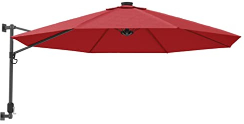 Garden parasols Wall-mounted Aluminium Parasol with LED Lights UV-protective and Anti-fade Polyester Umbrella - Sea Blue Outdoor parasols