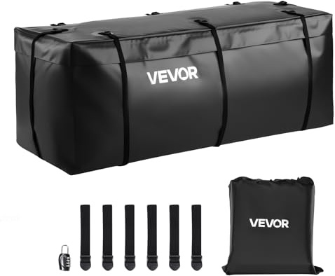VEVOR Hitch Cargo Carrier Bag, Waterproof 840D PVC, 57.48 x 19.49 x 23.82 in (16 Cubic Feet), Heavy Duty Cargo Bag for Truck Bed Storage with Reinforced Straps, Suitable for Car SUV Vans Hitch Basket