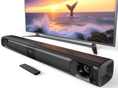 WebsLand Barre de son pour Smart TV, barre de son 80 W avec quatre woofers, tweeters à double klaxon, haut-parleur TV 2.0, design amovible 2 en 1, connexion BT/ARC/AUX/optique, système de son surround