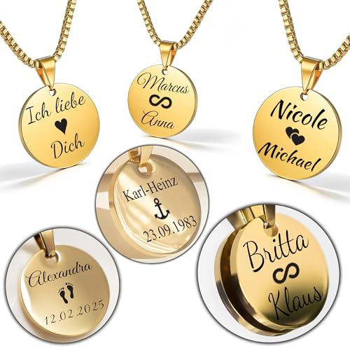 UNIQAL - Gravur-Halskette aus Edelstahl – Persönlicher Anhänger mit Name, Datum oder Koordinaten – Geschenkidee für Frauen & Männer – Individuelle und bedeutungsvolle Namenskette