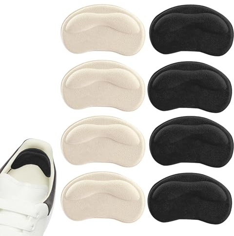 8 PCS Heel Cushion Pads,Heel Grips,Heel Grips for Ladies Shoes,for High Heels,Running Shoes etc.Ensure That They Stay Safe in Various Activities Such as Dancing,Shopping etc(Black and Skin Tone)