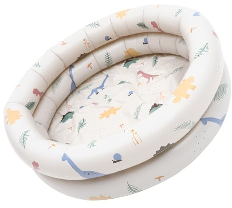 WEKAMOS Piscina Inflable Redonda para Niños Pequeños 460g de PVC Beige Diseño de Dinosaurio, Juguete Acuático Infantil para Interior y Exterior, Piscina de Agua Divertida y Educativa