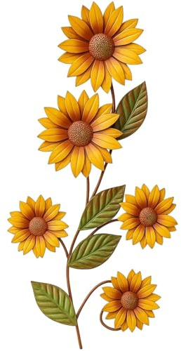 QXCFTW Garden Wall Art Outdoor, Metal Sunflower Wall Decor for Indoor and Outdoor Use, （30x14.6cm/11.8 * 5.75inch） Art for Garden, Living Room, Patio, Farmhouse, Balcony Decoration