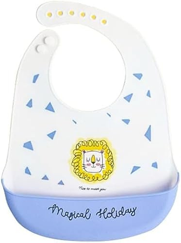 x trade Baby Bibs Cute Animals Dishwasher safe Comfortable Silicone Feeding Food Catcher Plastic Waterproof Weaning Kids (Lion)