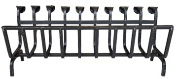 Brucialegna Forgiato in Ferro Battuto per Camino, Barre Quadre 14x14mm, Dimensioni 75x20x25cm, Supporto Legna Forgiato
