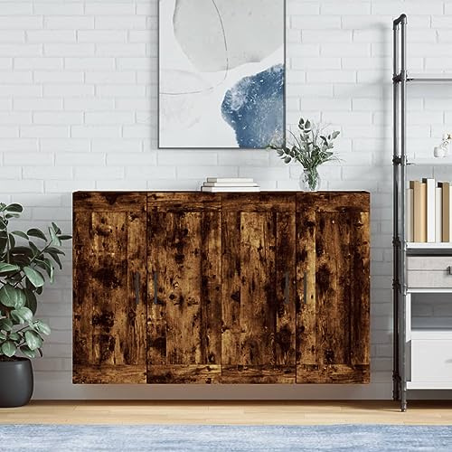 Frdhee Buffetschrank, Sideboard Wohnzimmer, Küchenbuffet, Schrank Küche, Kommode Flur, Wandschränke 2 STK. Räuchereiche Holzwerkstoff Für Flur Bar Küche Esszimmer