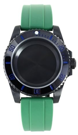 1 st 40 mm svarta män klockfodral Gummiband for Miyota 8215 Movement 200M Vattentät(Green strap 12)