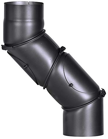 FIREFIX R130/UB Universal-Ofenrohrbogen aus 2 mm starken Stahl (Rauchrohr) in 130 mm Durchmesser, für Kaminöfen und Feuerstellen, Senotherm, schwarz, 0-90 Grad verstellbar, mit zwei Reinigungstüren