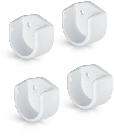 Gedotec Gancio per tubo dell'armadio, rotondo, per aste appendiabiti Ø 18 mm, supporto per tubo rotondo per asta per armadio, in plastica bianca, 4 pezzi, per montaggio a parete