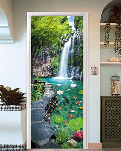 FLFK Door Mural - Peel and Stick, Removable Self-Adhesive Waterfall Door Wallpaper for Home Decor, 30.3W x 78.7L, Set of 2 Sheets