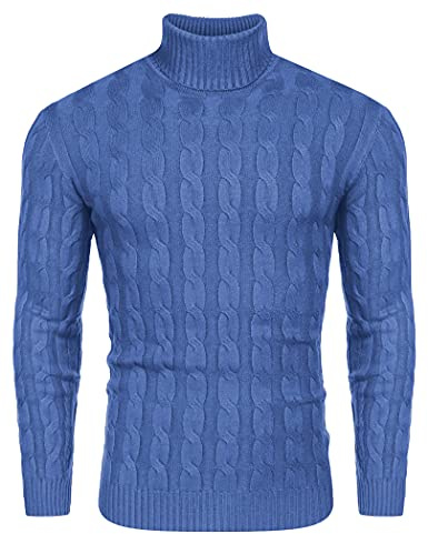 COOFANDY Pull Homme Col en Roulé Manches Longues Sweater pour Hommes Pullover Maille Basique Pulls
