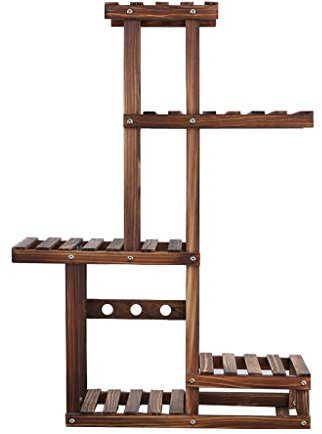 Scaffali Porta Piante 5 Scaletta Scaletta Fiori in Legno Stand Giardino Patio Balcone Piantana da Fiori Vaso per Fiori Espositore Decorativo Portaposterie Vaso per Fiori - Interno/Esterno - Marrone