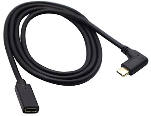 AAOTOKK 3.1 Type c Extension Cable 90 Degree USB 3.1 Type C Female to Male Gen 2 (10Gbps) Connector Extension Cable, Supports Charging, Data, Audio, Video Cable for Samsung Galaxy S8(1M-M/F)