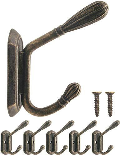 Fuxxer Garderobenhaken Doppelhaken Vintage Wandhaken Mantelhaken 5er Set Bronze