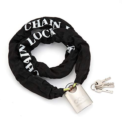 Heavy Duty Motorbike Cycle Chain 3 Keys Lock Padlock Anti-Theft High Security for Motorcycle Bike Bicycle Door Gate Fence (8mm Dia. x 1000mm Length)