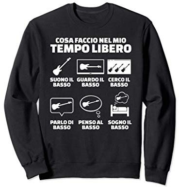 Bassista Divertente Basso Elettrico Felpa