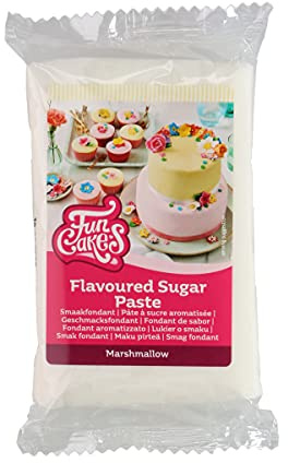 FunCakes Pâte à Sucre Aromatisée Marshmallow: facile à utiliser, lisse, flexible, douce et pliable, parfaite pour la décoration de gâteaux, casher et sans gluten. 250 g