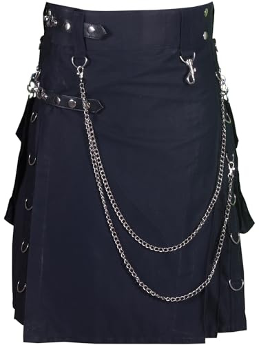 Kilt utilitaire moderne pour le mariage pour hommes - Kilts pour hommes, Noir , 34