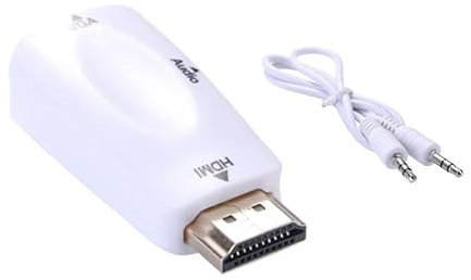 Adaptateur HDMI MÂLE vers VGA Femelle Audio VIDÉO CÂBLE CONVERTISSEUR 1080P Blanc