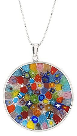 Venetiaurum - Halskette für Damen mit 26 mm Murrina-Anhänger aus Original Muranoglas und Silber 925 - Schmuck “Made in Italy” zertifiziert