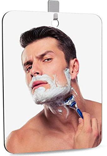 DFLLLO Rasierspiegel Duschspiegel Reise Spiegel Dusche Rasieren Spiegel für Dusche Campingspiegel Kinderspiegel Bad hängespiegel Klein Rahmenlos Spiegel 28cm×19cm, inkl. 1 Klebehaken