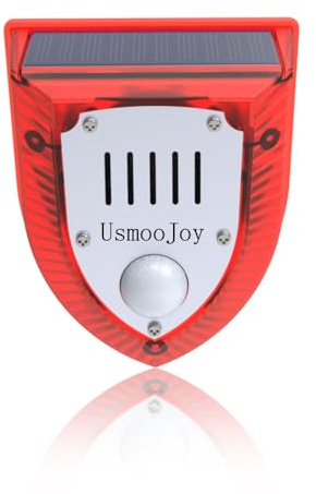 Luci di allarme di sicurezza solari, 129 dB suoni di arma da fuoco e suono abbaiare del cane e luce stroboscopica lampada di avvertimento per esterni fattoria fienile