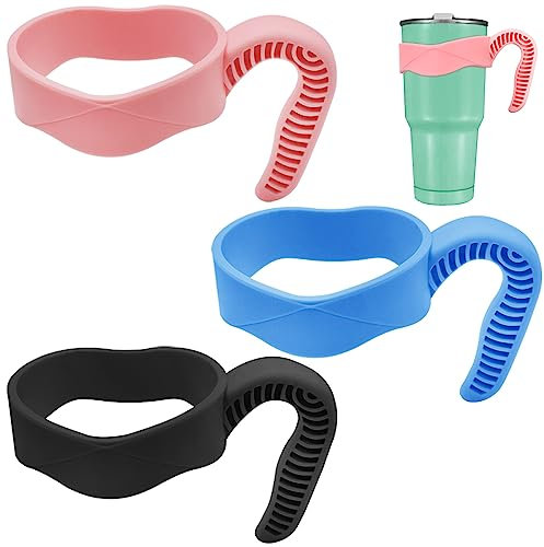 YuCool 3 Pack 20oz Tumbler Handles,Mug Handle or Cup Holder Replacement?Black,Pink,Blue,Valentines Day Gifts for Her Kids Teens Girls