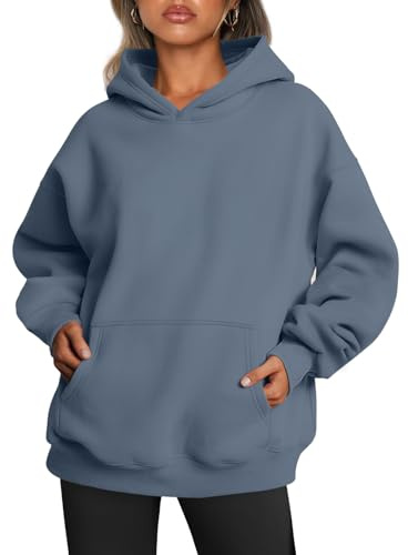 Trendy Queen Womens Hoodies Oversized Sweatshirt Dusty Blue S