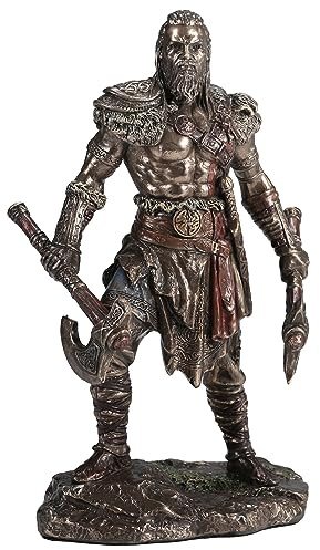 Veronese Design 6 1/4 Inch Viking Twin Axes Warrior Male Resin Sculpture Cold Cast Bronze Finish