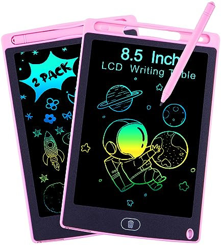 PERMUST 2 Pack LCD Schreibtafel Kinder 8,5 Zoll Maltafel Zaubertafel, Bunte Zeichentablett Kinder,LCD Tafel Spielzeug ab 3 4 5 6 Jahre Mädchen Junge Erwachsener, Geburtstag Geschenke Rosa+Rosa