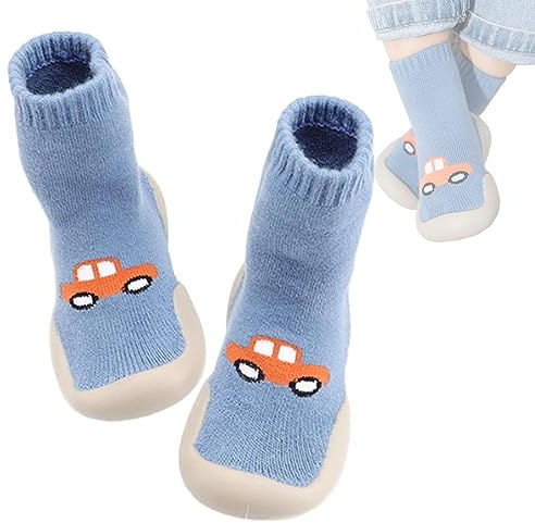0-3Y Anti-Slip Baby Toddler Sock Shoes Cute Kid First Walking Shoes Soft Sole Infant Slipper Pre-Walker Baby Slipper Socks with Rubber Newborn Indoor Outdoor Shoes Socks