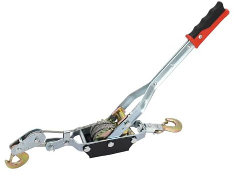 VAIDPRO Verricello da 4 tonnellate, resistente con cavo in acciaio a 2 ganci, estrattore a doppia marcia, strumento per sollevamento automobilistico per barche in movimento, fissaggio di oggetti,