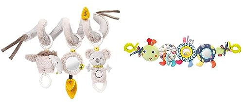 Fehn Activity Spirale Australia - Kinderwagen Spielzeug zum Fühlen und Greifen & Kinderwagenkette Baby Mobile Raupe Color Friends – Babymobile Kette mit süßer Raupen Figur