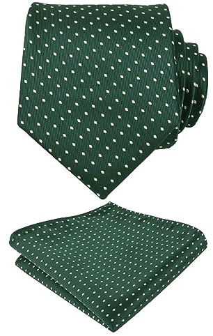 Alizeal Juego de corbata y pañuelo de lunares para hombre, para negocios, formal, clásico, con pañuelo de bolsillo, Taille unique