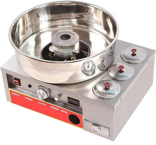 GEJLELDS Macchina per Zucchero Filato elettrica Macchina per Zucchero Filato Commerciale Marshmallow per carnevali Feste di Compleanno Eventi Sportivi Versatile e Durevole (Colore : Argento)