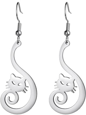 Dreamtimes niedliche Katze Anhänger Ohrringe für Frauen Tierliebhaber niedliche Tier Katze baumeln Ohrringe Cartoon Kätzchen baumeln Tropfen Ohrringe Party Schmuck Geschenke