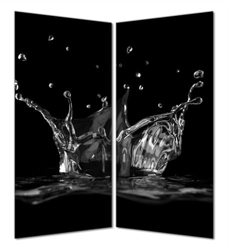 Wallario Selbstklebende Duschrückwand 180 x 180 cm, 2-teilig mit Motiv Aufspritzendes Wasser Schwarz-Weiß - Wandverkleidung Fließenersatz mit Hochglanzlaminat in Glasoptik