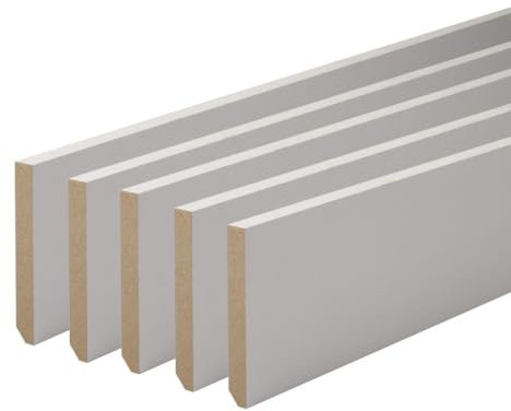 MadeInNature, Plinthe Bois Blanc Pré-peint, Fabriquée en France, Finition Carré hauteur 7cm, Longueur aux choix. (10 ml)