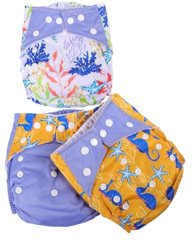 TOYANDONA 3stücke Stoffwindeln Mit Digitaldruck Waschbare Unisex-stoffwindeln Stofftaschen Wasserdichte Windeln